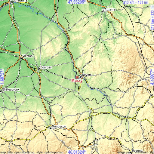 Topographic map of Marzy