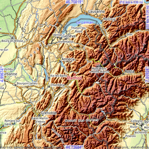 Topographic map of Marthod