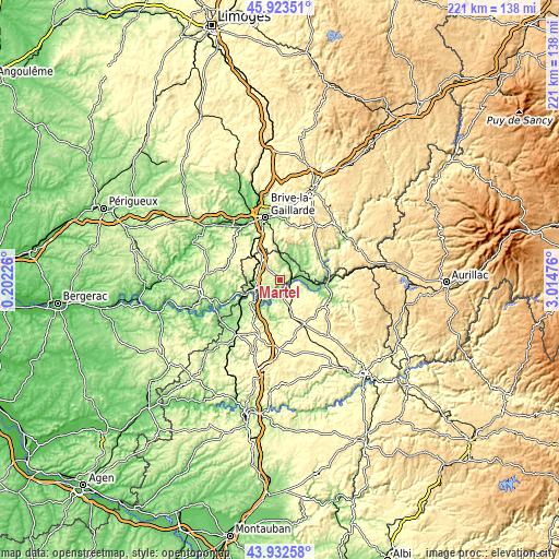 Topographic map of Martel