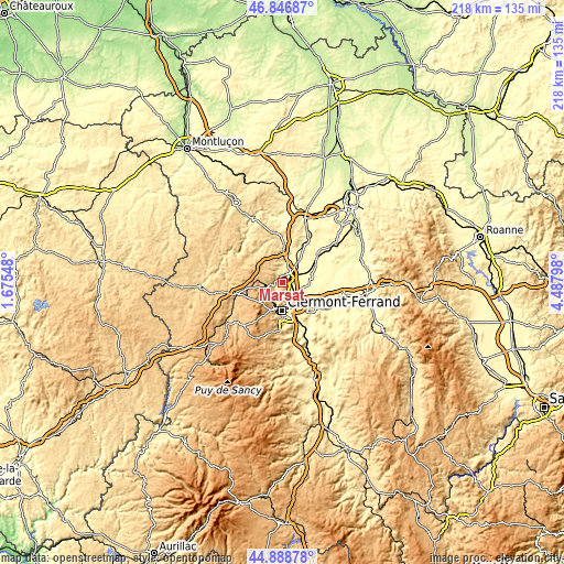 Topographic map of Marsat
