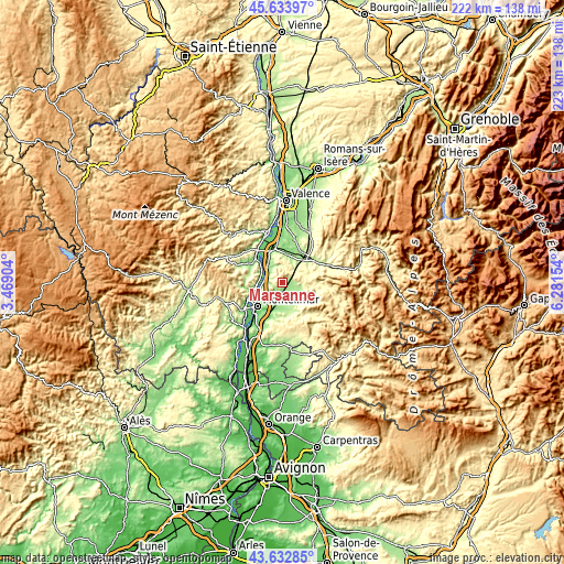 Topographic map of Marsanne