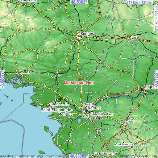 Topographic map of Marsac-sur-Don