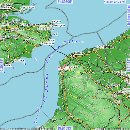 Topographic map of Marquise