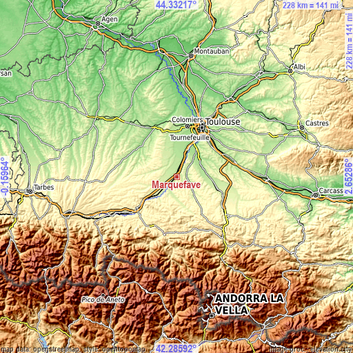 Topographic map of Marquefave