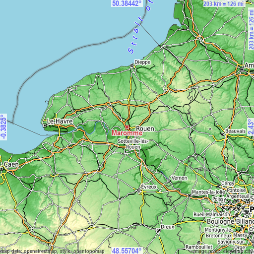 Topographic map of Maromme