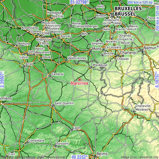 Topographic map of Maroilles