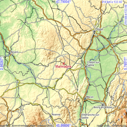 Topographic map of Marmagne