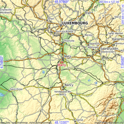 Topographic map of Marly