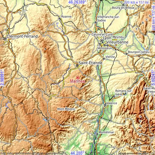 Topographic map of Marlhes