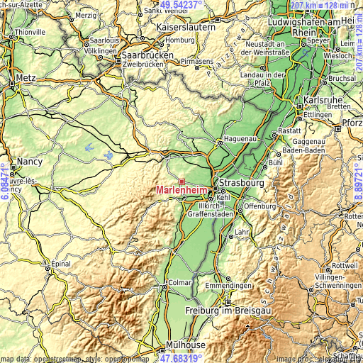 Topographic map of Marlenheim