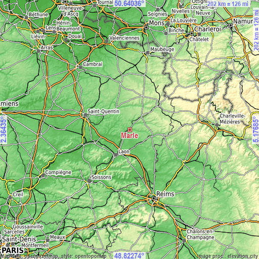 Topographic map of Marle