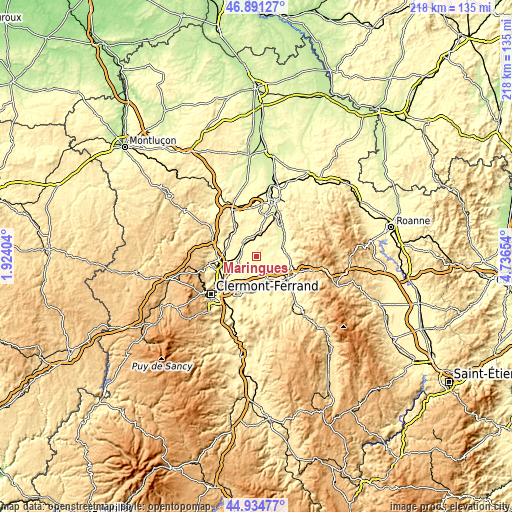 Topographic map of Maringues