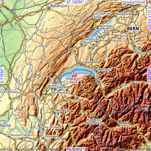 Topographic map of Marin