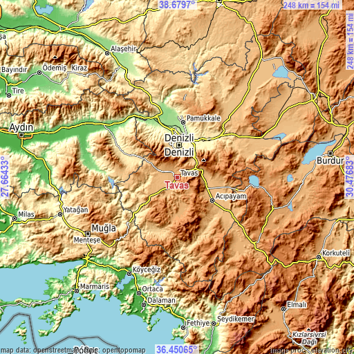 Topographic map of Tavas