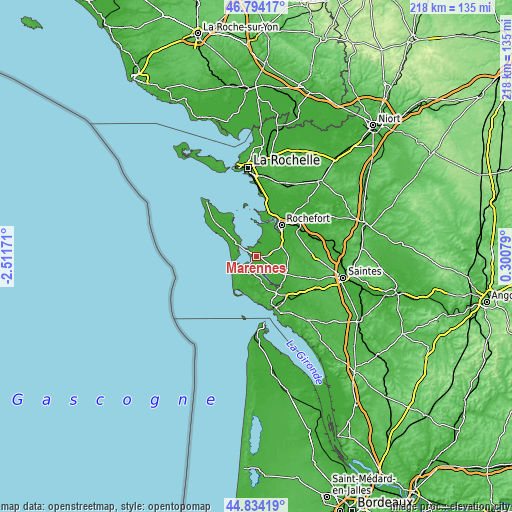 Topographic map of Marennes