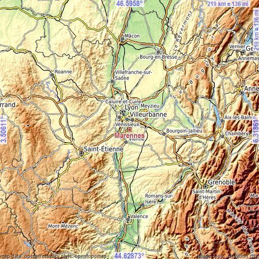 Topographic map of Marennes