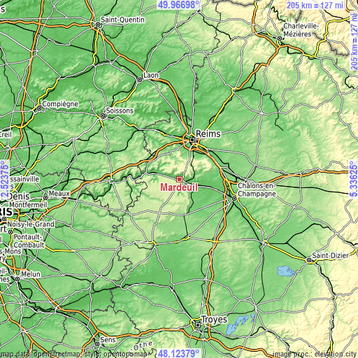Topographic map of Mardeuil