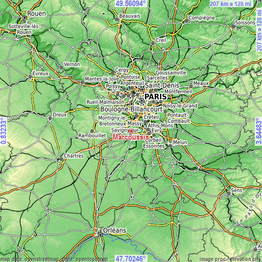 Topographic map of Marcoussis