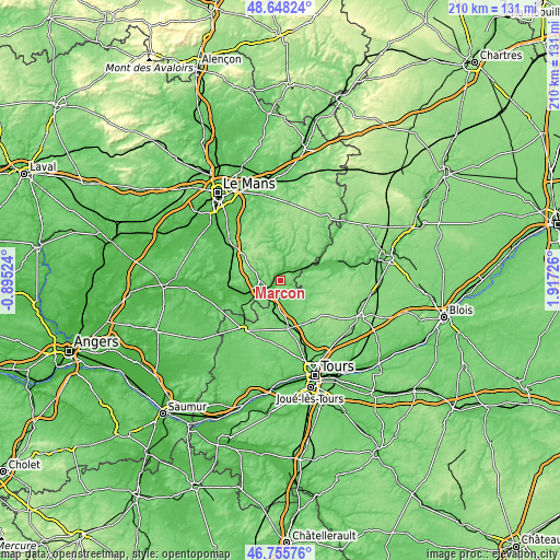 Topographic map of Marçon