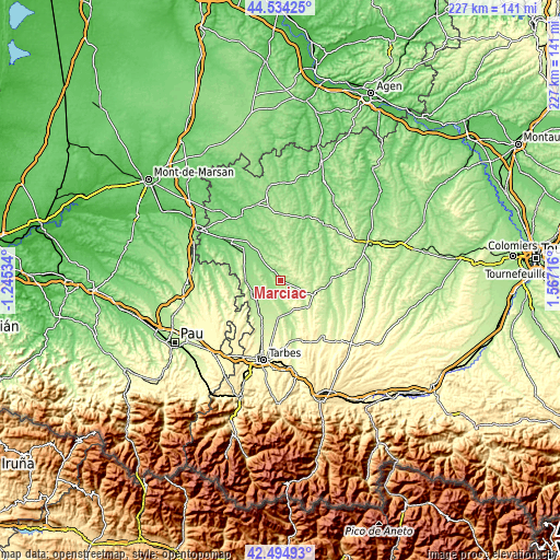 Topographic map of Marciac