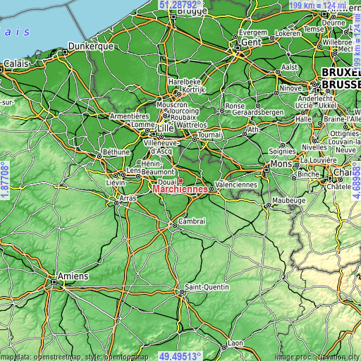 Topographic map of Marchiennes