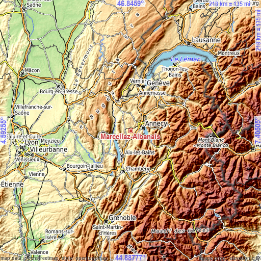 Topographic map of Marcellaz-Albanais