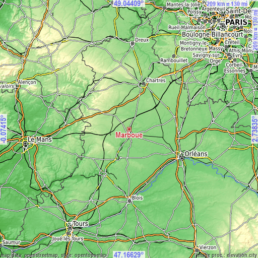 Topographic map of Marboué