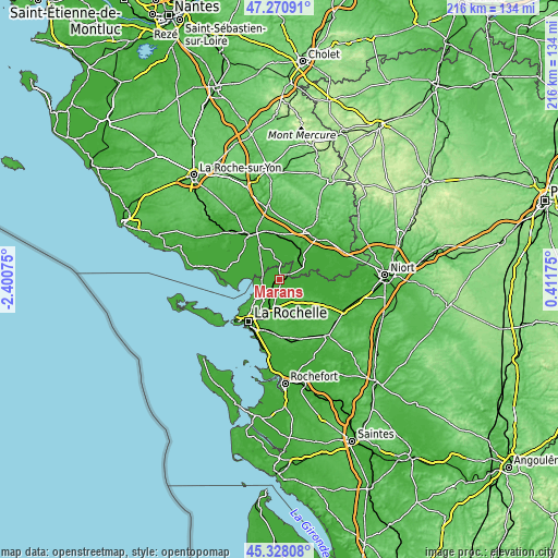 Topographic map of Marans