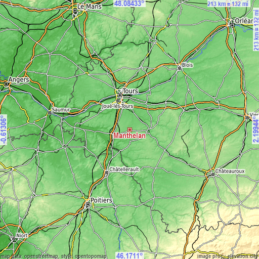 Topographic map of Manthelan