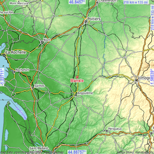 Topographic map of Mansle