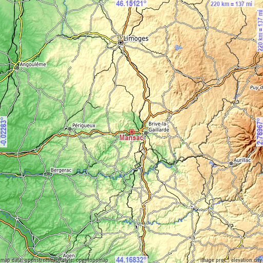 Topographic map of Mansac