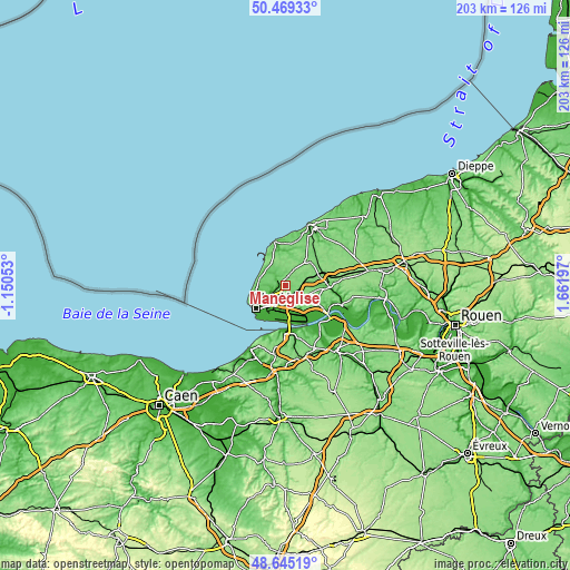 Topographic map of Manéglise