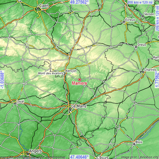 Topographic map of Mamers