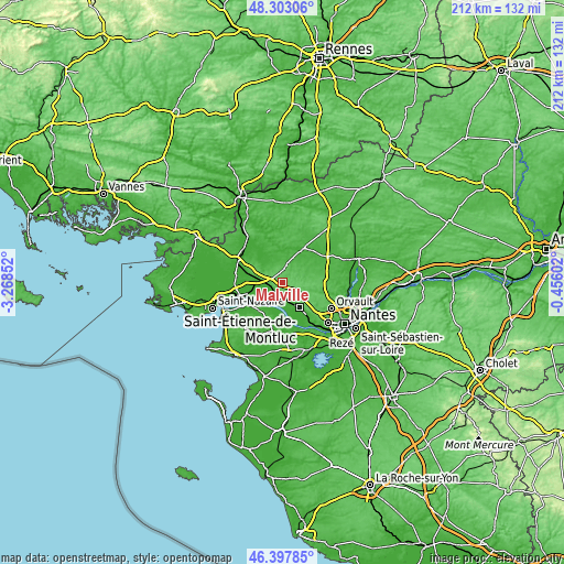 Topographic map of Malville