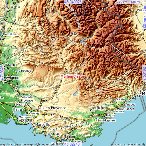 Topographic map of Mallemoisson