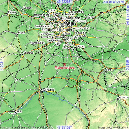 Topographic map of Malesherbes