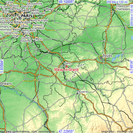 Topographic map of Malay-le-Grand