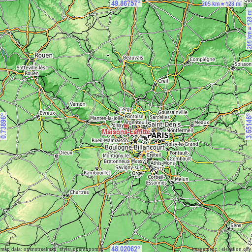 Topographic map of Maisons-Laffitte