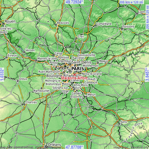 Topographic map of Maisons-Alfort