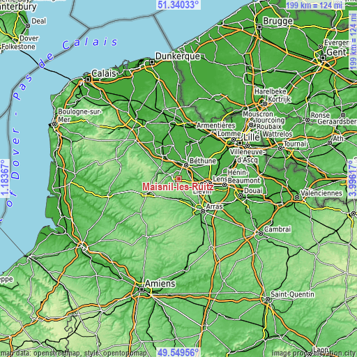 Topographic map of Maisnil-lès-Ruitz