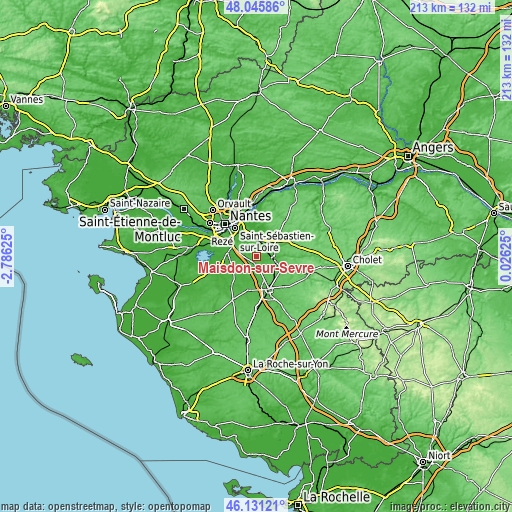 Topographic map of Maisdon-sur-Sèvre