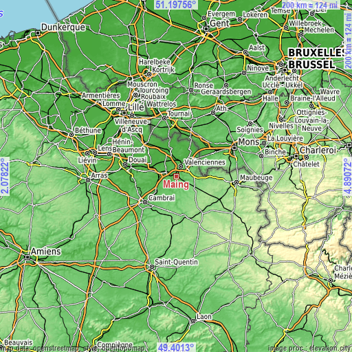 Topographic map of Maing