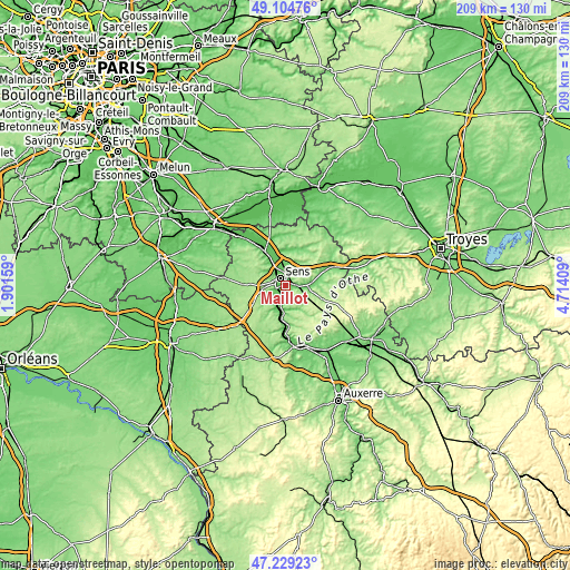 Topographic map of Maillot