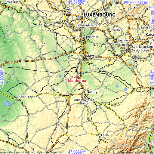 Topographic map of Maidières