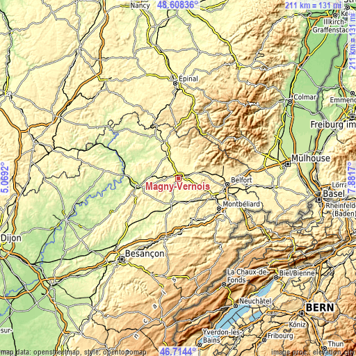 Topographic map of Magny-Vernois