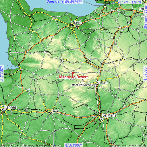 Topographic map of Magny-le-Désert