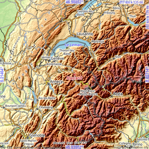 Topographic map of Magland