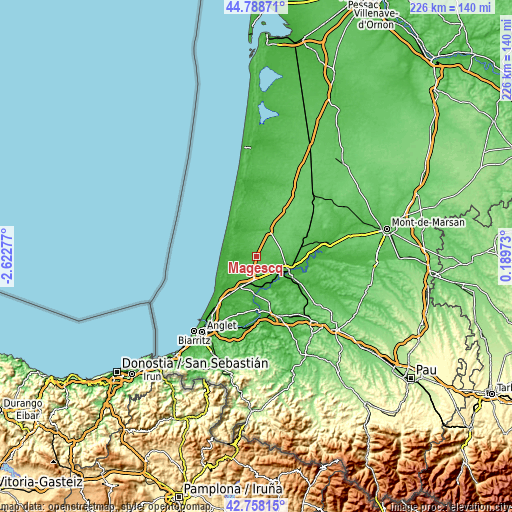 Topographic map of Magescq