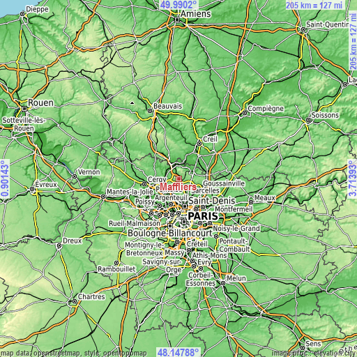 Topographic map of Maffliers