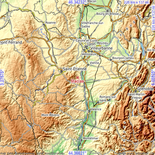 Topographic map of Maclas